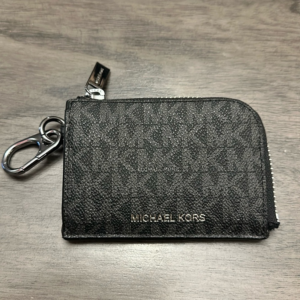 Michael Kors logo card and coin wallet with key ring
